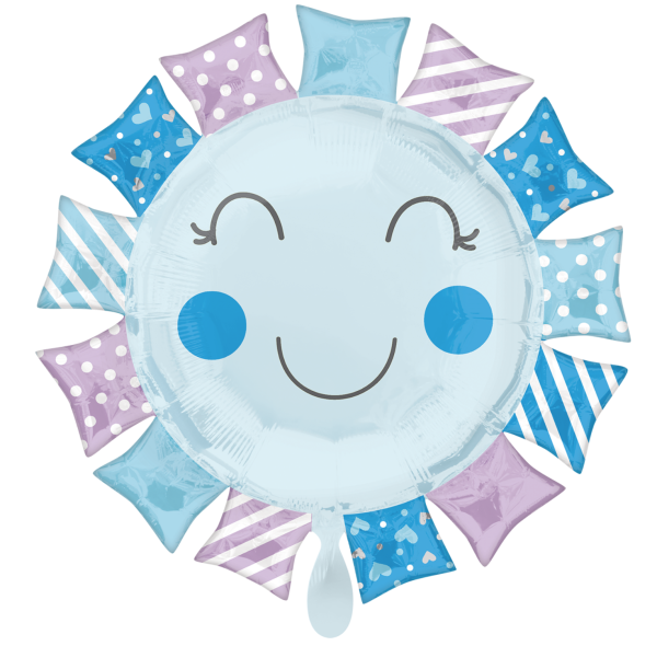 XL Folienballon Figur - blaue Sonne - ø 68cm